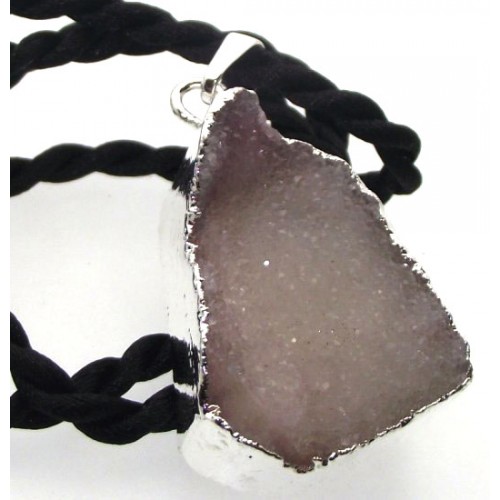 Druzy Pink Quartz Crystal Electroplated Pendant Design 03